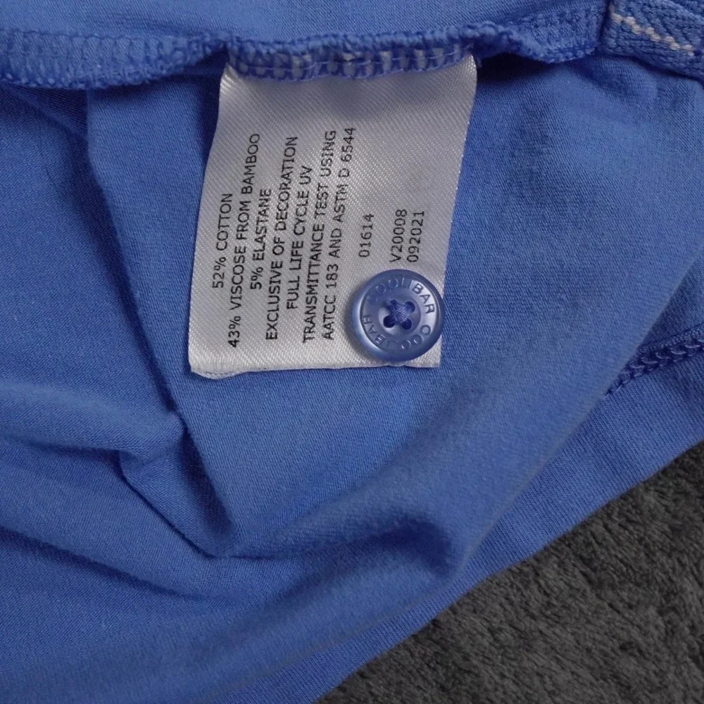 Coolibar Mens XL Coppitt Long Sleeve‎ Weekend Polo Shirt Blue UPF 50+ Beach Surf